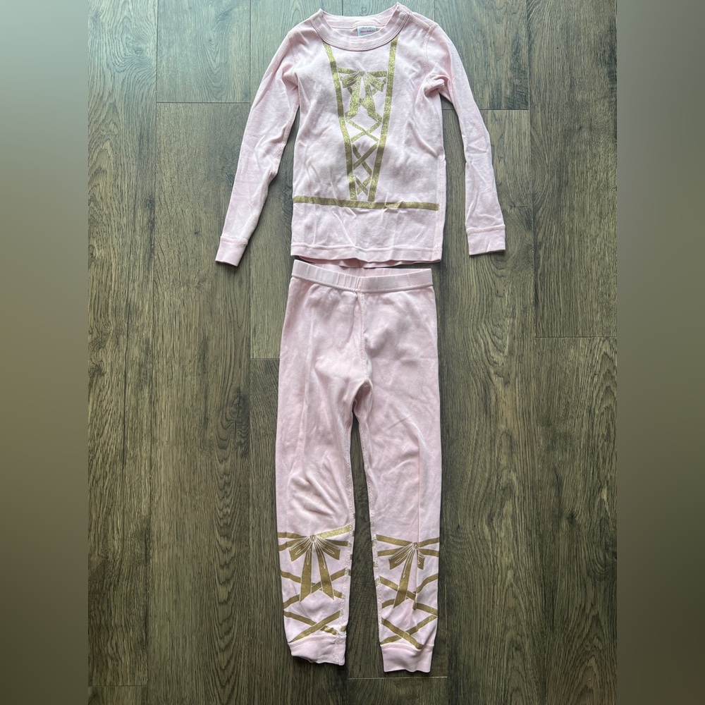 Pink and Gold Kids Ballerina Pajama Set - Hanna Andersson Size 5